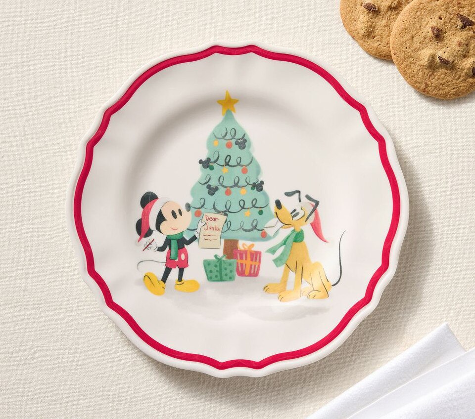 Disney Mickey Mouse and Friends Christmas Plate Pottery Barn Kids